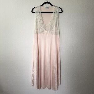 Vintage Delta Burke Slip Dress Babydoll Nightgown Size 1X Pink Beaded Lace Girly